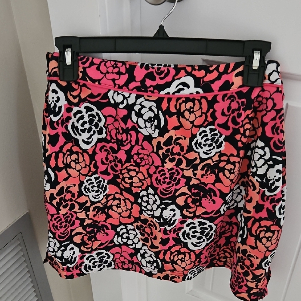 TEHAMA Floral Skort - Pink, Black, White, Orange